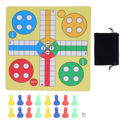 Compact Flying Chess Set  Fun Travel Board Game Made from Durable Rubber Cloth Includes 16 Chess Pieces, Storage Bag, and Dice for Family Entertainment!