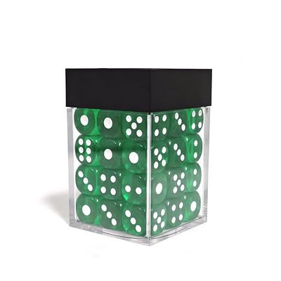 36Pcs/Set Acrylic 12MM D6 Dot Dice Multi-Color Transparent Round Corner Games Dice for Bar KTV Club Games Dice (deep Green)