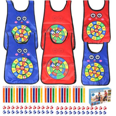 Pluspace Sticky Ball Vest for Dodgeball Game, 6-Players Toy Set 6 Target Vests 48 Sticky Balls Fun Dodge Tag Game Promotes 3+ Kids Active Screen-Free, Indoor and Outside Running Games for Team Play