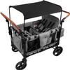 GEHPYYDS Foldable Double Push Bar Stroller Wagon Featuring 4 High Seat for 4 Kids,Kids Wagon Stroller,5-Point Harness & Storage Organizer,for Outdoor Trips,for 0-6 Years Grey view 1