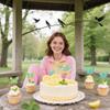 13 PCS Gold & Blue Happy Birthday Cake Toppers 3D Double-Layer Butterfly Cupcake Decorations for Birthday Parties and Baby Showers Cake Decor view 3