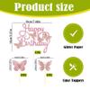 13 PCS Pink Happy Birthday Cake Toppers 3D Double-Layer Butterfly Cupcake Decorations for Birthday Parties and Baby Showers Cake Decor view 4