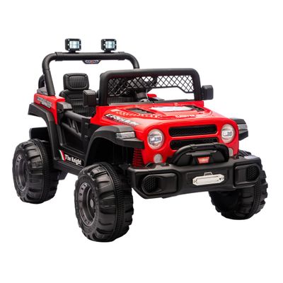12V Kids Ride On Truck Car with Remote Control, Electric Car for Kids with LED Lights/Music/Suspension, Double Doors & Safety Belt, Off-Road Toys Gift for Boys Girls