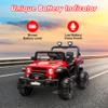 12V Kids Ride On Truck Car with Remote Control, Electric Car for Kids with LED Lights/Music/Suspension, Double Doors & Safety Belt, Off-Road Toys Gift for Boys Girls view 2