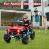 12V Kids Ride On Truck Car with Remote Control, Electric Car for Kids with LED Lights/Music/Suspension, Double Doors & Safety Belt, Off-Road Toys Gift for Boys Girls view 3