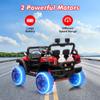 12V Kids Ride On Truck Car with Remote Control, Electric Car for Kids with LED Lights/Music/Suspension, Double Doors & Safety Belt, Off-Road Toys Gift for Boys Girls view 4