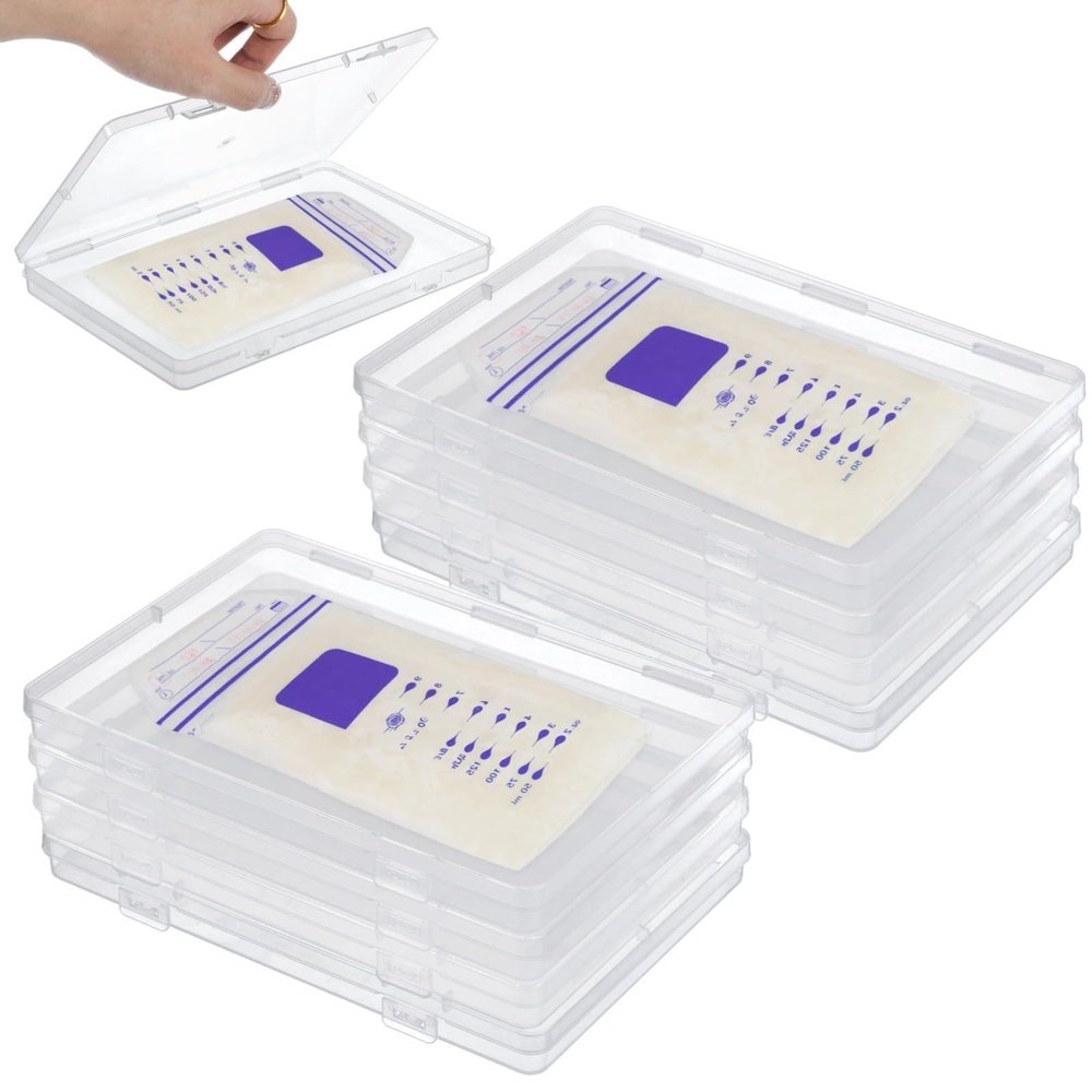 12-Pack Of Clear Breast Milk Storage Trays, Space-Saving Freezer Organizers For Breastfeeding Bags, 7.5 X 5.1 X 0.7 Inches