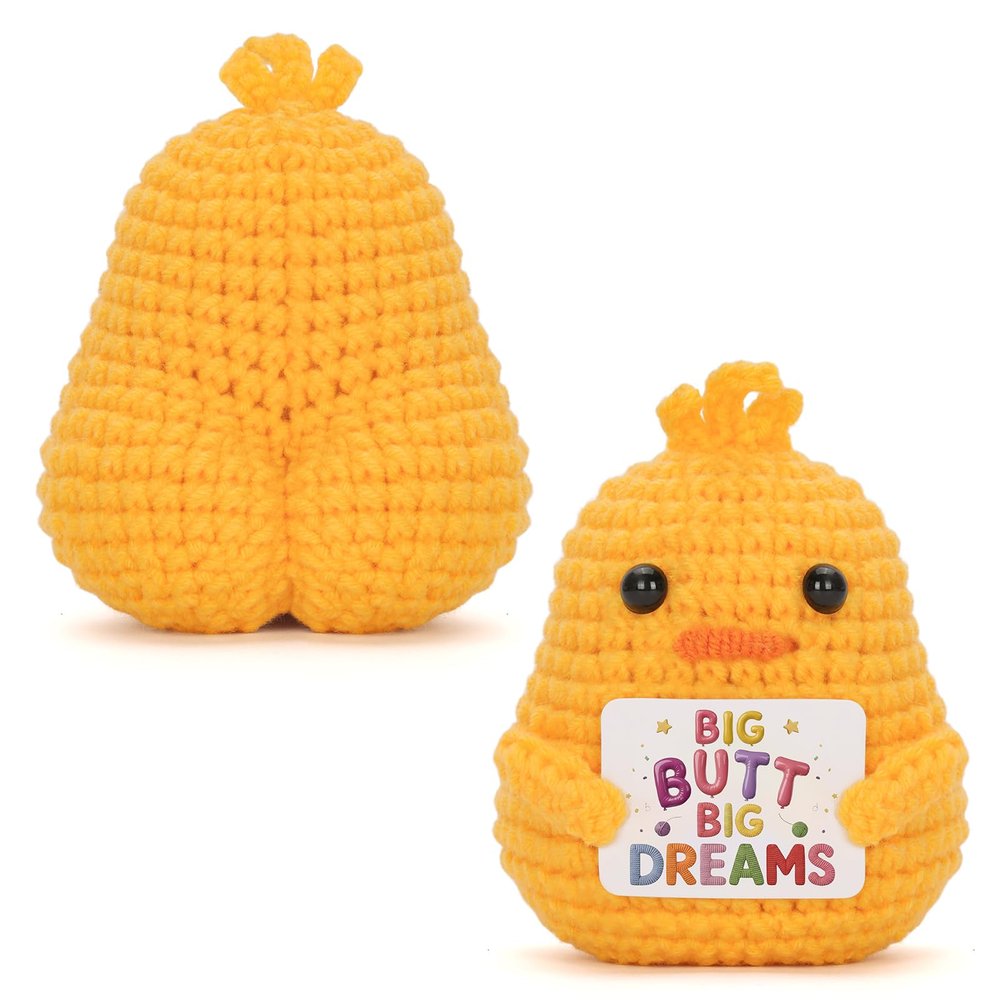 A AIFAMY Big Butt Potato Funny Crochet Potato with Positivity Affirmation Card for Hilarious Encouragement Gag Gifts (Yellow, 1P)