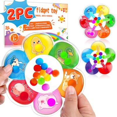 2PC Color Sorting Sensory Toy, Easter Basket Stuffer Gift for Toddler Girl Farm Animal Roadtrip Travel Essential Fidget Game, Montessori Preschool Learning Activities for Kid Boy Aged 2 3 4 Dementia