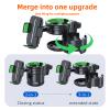 4-in-1 Universal Cup Holder for Stroller, Bicycle, Wheelchair & Shopping Cart | 360 Rotatable, Anti-Slip Silicone Grip Spill-Proof Design | Adjustable Single/Double Cup and Phone HolderGreen view 3