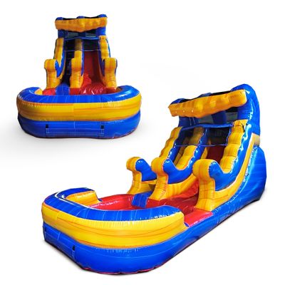 Dolphin Inflatable Water Slide for Kids and Adults with Splash Pool and Sprinkler, Commercial Grade Backyard Water Park with Safety Net and No-Jump Top, 25ft x 9ft x 14ft with Blower
