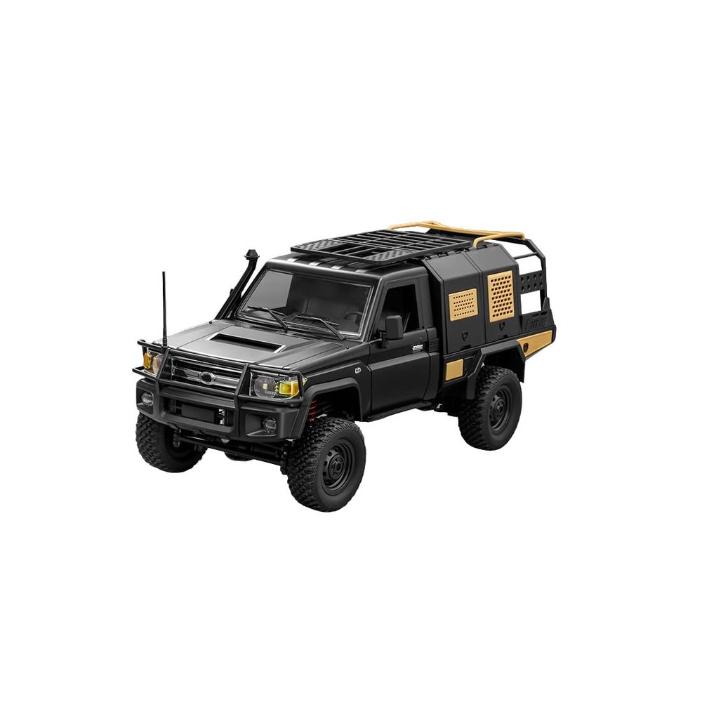 FunXylophy 1/12 RC Truck, 4x4 RC Crawler Off Road Pickup Remote Control Car 2.4Ghz All Terrain 4WD RC Truck with LED Light & Movable Rear Compartment, Gift for Adult (Black)