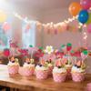 10 pieces Strawberry Sweet One Cupcake Decorations - Red, Green, Pink 1st Birthday Cupcake Inserts - Suitable for baby's 1st birthday, baby garden party decorations view 2
