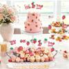 10 pieces Strawberry Sweet One Cupcake Decorations - Red, Green, Pink 1st Birthday Cupcake Inserts - Suitable for baby's 1st birthday, baby garden party decorations view 3
