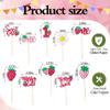 10 pieces Strawberry Sweet One Cupcake Decorations - Red, Green, Pink 1st Birthday Cupcake Inserts - Suitable for baby's 1st birthday, baby garden party decorations view 4