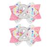2PCS Hair Bows for Baby Girls Birthday - Glitter 2nd Birthday Hair Bow Sweet Theme with Ice Cream Party, Pink Hair Accessories for Baby Toddler 1 2 3 4 5 6 Years, Outfit & Decorations view 1