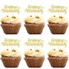 12Pcs Gold Happy Anniversary Cupcake Toppers - Glitter Wedding Anniversary Cupcake Decoration for Weddings Anniversaries Party Cake Decoration Supplies view 1