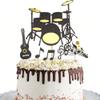 12Pcs Black Music Theme Cupcake Toppers - Glitter Drums Guitar Notes Cupcake Decorations for Music Lovers Birthday Party Cake Decoration Supplies view 1