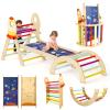 CypherX Land Pikler Triangle Set, 8 in 1 Pickler Climbing Set, Foldable Wooden Climbing Toys, Montessori Foldable Climbing Gifts, Indoor Playground Jungle Gyms with Arch Ramp and Ladder for 1-6 view 1