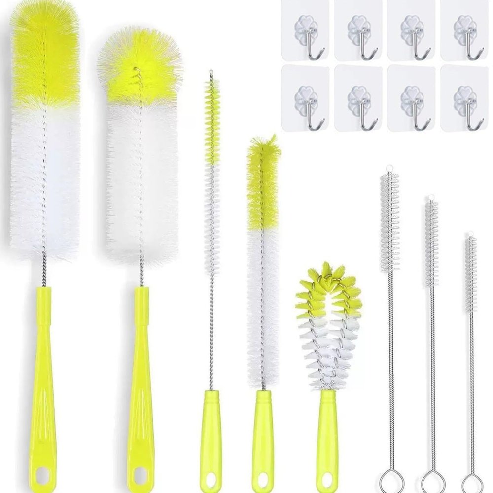 16pcs Cleaning Brush Bottle Brush Extended Handle Water Cup Kettle Straw Cleaning with Hook