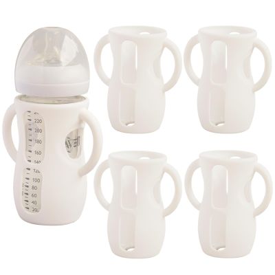4 Pack Silicone Sleeves for Avent Natural Glass Baby Bottles, Anti Breakage Bottle Holder, Compatible with Philips Avent Glass Natural Baby Bottles (4 White, 8 OZ)