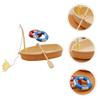 Bloepum 2 Sets Swimming Ring Miniature Boat Life Ring Oars Canoe Boat Cruise Toy Plastic Sailboat Household view 2