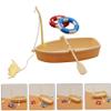 Bloepum 2 Sets Swimming Ring Miniature Boat Life Ring Oars Canoe Boat Cruise Toy Plastic Sailboat Household view 3