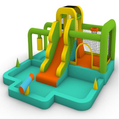 JumpYeah Inflatable Bounce House with Water Slide, Kids Backyard Jumper Toy 159 x 157 x 78 inches, Featuring a Bouncy Castle, Playhouse, Trampoline, Rock Climbing, and Comes with an Air Blower
