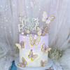 11Pieces Purple Butterfly Birthday Cake Decorations - 3D Butterfly Cupcake Decorations - Women's Girls Birthday Party, Wedding Cake Supplies view 3