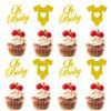 18 Pieces Gold Oh Baby Cake Decorations - Glitter Cupcake Inserts - Suitable for Baby Birthday Parties, Gender Reveals Cake Decorations view 1
