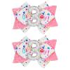 2PCS Hair Bows for Baby Girls Birthday - Glitter 2nd Birthday Hair Bow Sweet Theme with Ice Cream Party, Pink Hair Accessories for Baby Toddler 1 2 3 4 5 6 Years, Outfit & Decorations view 1