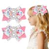 2PCS Hair Bows for Baby Girls Birthday - Glitter 2nd Birthday Hair Bow Sweet Theme with Ice Cream Party, Pink Hair Accessories for Baby Toddler 1 2 3 4 5 6 Years, Outfit & Decorations view 2