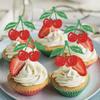12 Pcs Cherry Cupcake Toppers  Red Glitter Cherry Cupcake Picks for Fruit Theme Birthday Party Baby Shower Cupcake Decoration Supplies view 2