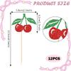 12 Pcs Cherry Cupcake Toppers  Red Glitter Cherry Cupcake Picks for Fruit Theme Birthday Party Baby Shower Cupcake Decoration Supplies view 4