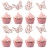 12 Pcs Pink Butterfly Cupcake Toppers - Glitter Hollow Butterfly Cupcake Decoration for Butterflies Theme Party Wedding Anniversary Birthday Party Cake Decoration view 1