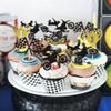 12Pcs Motorcycle Cupcake Toppers - Black Glitter Racing Trophy Cupcake Picks for Motocross Sports Theme Birthday Party Cupcake Decorations Supplies view 3