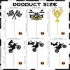 12Pcs Motorcycle Cupcake Toppers - Black Glitter Racing Trophy Cupcake Picks for Motocross Sports Theme Birthday Party Cupcake Decorations Supplies view 4