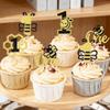 12Pcs Bee One Cupcake Toppers - Gold Glitter Honeycomb Number 1 Cupcake Picks for Bee Theme Gender Reveal Baby Shower First Birthday Party Cupcake Decoration view 2