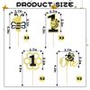 12Pcs Bee One Cupcake Toppers - Gold Glitter Honeycomb Number 1 Cupcake Picks for Bee Theme Gender Reveal Baby Shower First Birthday Party Cupcake Decoration view 4