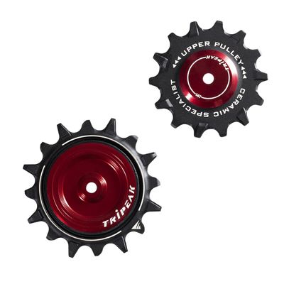 TRiPEAK 14/16T Jockey Wheel Pulley Set, 2 pcs for SRAM 12 Speed Eagle AXS T-Type MTB/ XPLR AXS E-1 Gravel Rear Derailleur, red (G5 Ceramic Balls)