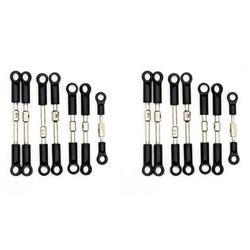 Bloepum 14Pcs Front Rear Tie Rod Linkage Servo Link Rod Set for 144001 144010 124016 124017 124019 RC Car Spare Parts
