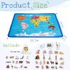 Adena Montessori World Map for Kids, Educational Wooden Puzzles with 30 Animals & 11 Landmarks, Sorting & Stacking Geography Learning Toys for Children Ages 4-6, Home or Classroom Use view 2