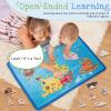 Adena Montessori World Map for Kids, Educational Wooden Puzzles with 30 Animals & 11 Landmarks, Sorting & Stacking Geography Learning Toys for Children Ages 4-6, Home or Classroom Use view 3