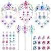 DUDUCOFU Princess Kids Jewelry for Girls Light Up Princess Crowns Wands, 40 Pcs Dress Up Accessories with Necklaces Rings Clip on Earrings for Girls Costumes Jewelry Toys Gift view 1