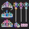 DUDUCOFU Princess Kids Jewelry for Girls Light Up Princess Crowns Wands, 40 Pcs Dress Up Accessories with Necklaces Rings Clip on Earrings for Girls Costumes Jewelry Toys Gift view 3