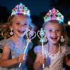 DUDUCOFU Princess Kids Jewelry for Girls Light Up Princess Crowns Wands, 40 Pcs Dress Up Accessories with Necklaces Rings Clip on Earrings for Girls Costumes Jewelry Toys Gift view 4