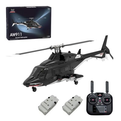 Air-Wolf RC Helicopter for Adults, AW-911 1/34 2.4G 9CH Flybarless RC Helicopter Model with GPS Positioning & 6G/3D Stunt Mode, Remote Control Helicopters, Flybarless Airplane - RTF, Mode 1/Mode 2
