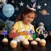 16 Pieces Space Themed Birthday Cupcake Decorations - Astronaut Rocket Alien Cupcake Inserts - Suitable for Baby and Children's Birthday Party Decorations view 3