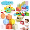 8-in-1 Montessori Baby Toys for 6-12 Months,Babies Travel Toy Set with Stacking Blocks, Pull Teether, Sensory Shape Sorter, Drawing Board & Harmonica, Infant Learning Gift for Toddler 1-3 Year Old view 1