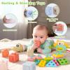 8-in-1 Montessori Baby Toys for 6-12 Months,Babies Travel Toy Set with Stacking Blocks, Pull Teether, Sensory Shape Sorter, Drawing Board & Harmonica, Infant Learning Gift for Toddler 1-3 Year Old view 2